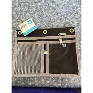 NEW Expandable Pencil Pouch 2-Pack Zipper Binder Pouch Black & Grey G2